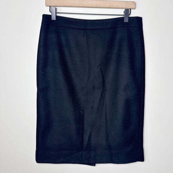 J.Crew 2 Pencil Skirt in Double-Serge Wool Black‎ Size 6 #02676 Career Wear Chic - Picture 1 of 7